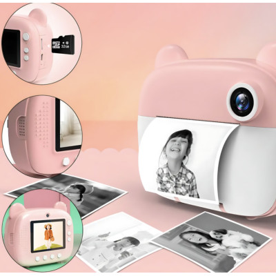 Дитячий фотоапарат миттєвого друку Diy instant Digital Camera Рожевий